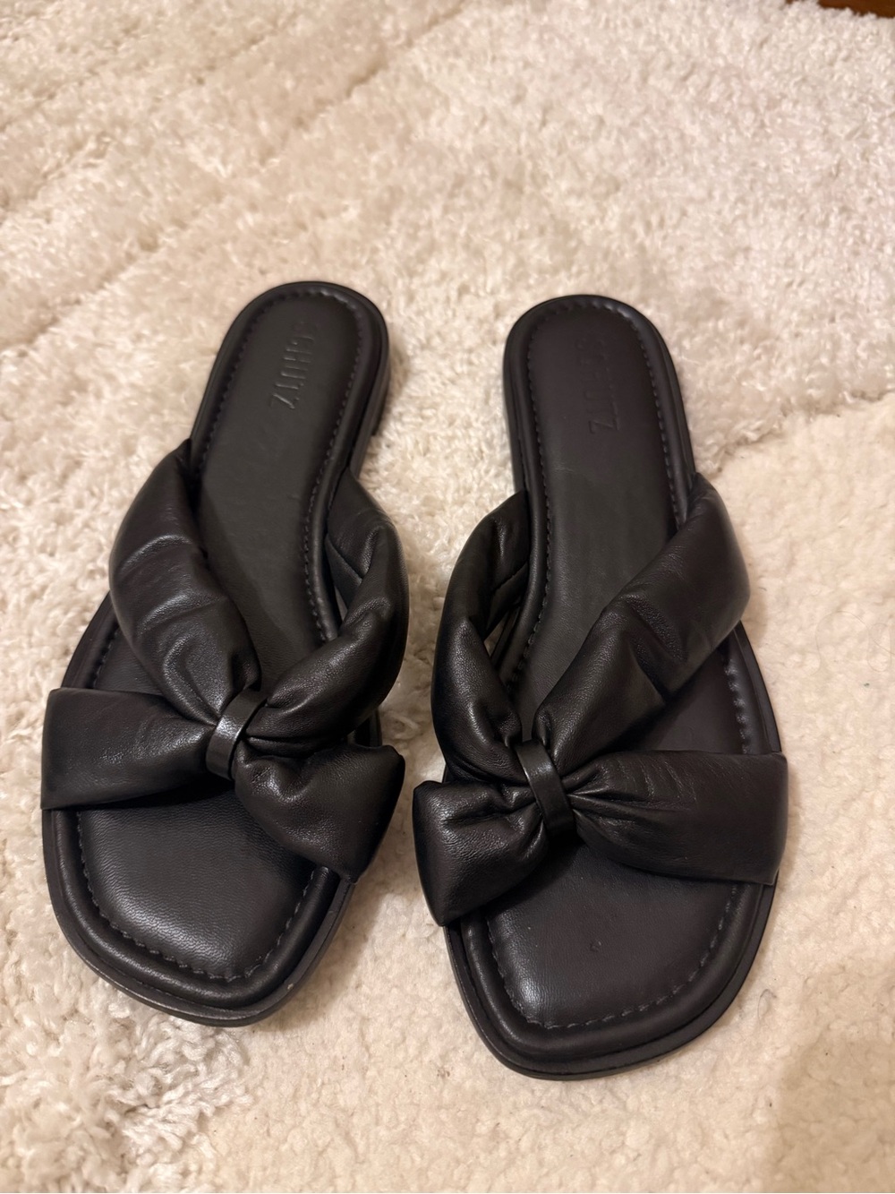 SCHUTZ Black Knotted Slide Sandals